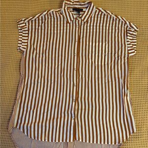 NWT Jane+Delancey Women’s Short-Sleeve Striped Orange & White Button-Down Blouse